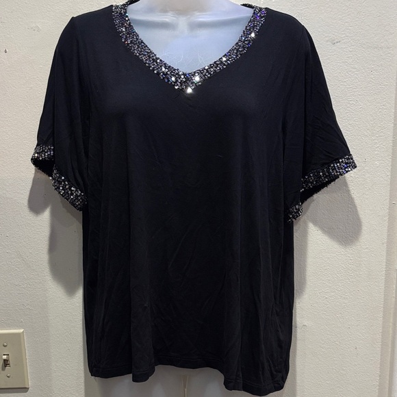 Studio 1886 Elegant Black Sequin-Embellished Women's Blouse - Picture 1 of 6